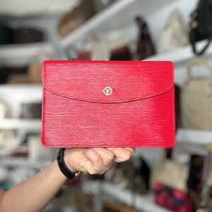 LV Red Epi Leather Clutch